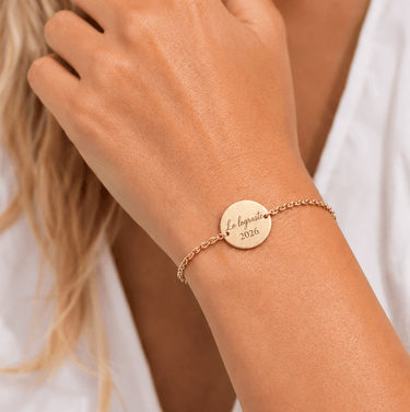 Pulsera Grabada Medalla 13mm Gold - Atesorame
