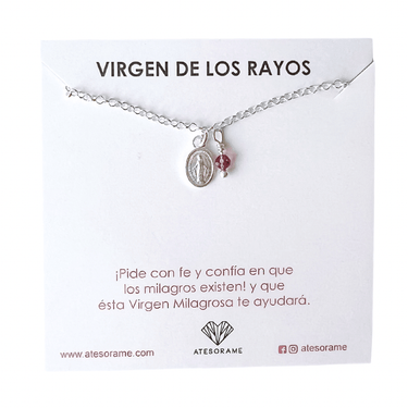 Pulsera Virgen de los Rayos Rubí Plata - Atesorame