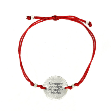 Pulsera Hilo Medalla 18mm roja - Atesorame