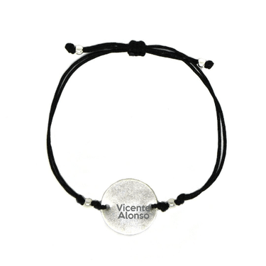Pulsera Hilo Medalla 18 mm Negro - Atesorame