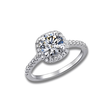 Anillo Moissanita Halo Solitario - Atesorame