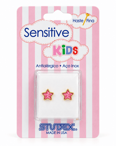 AROS SENSITIVE KIDS - ESTRELLA GLITTER ROSA - Atesorame