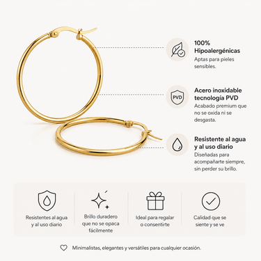 Argollas Slim 40mm Gold - Atesorame