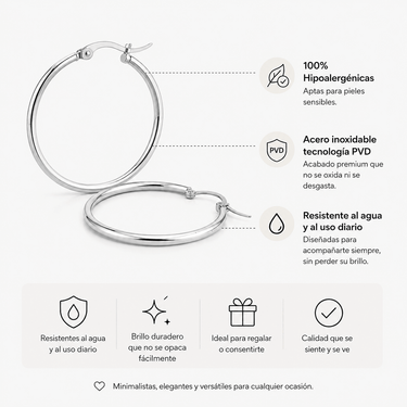 Argollas Slim 40mm Silver - Atesorame