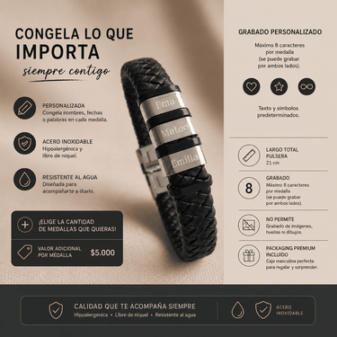 Pulsera Personalizada Cuero Men - Atesorame