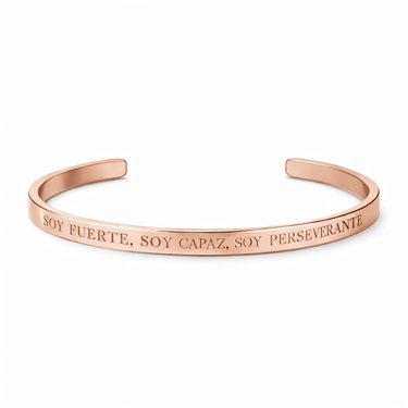 Esclava Manifiesta "Soy fuerte, soy capaz, soy perseverante" Oro Rosa - 4mm - Atesorame