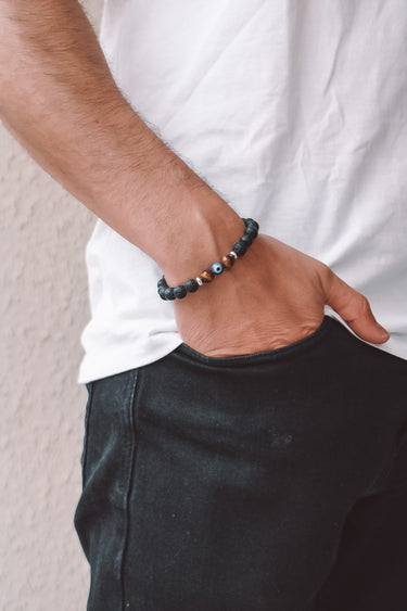 Pulsera Hombre Proteccion Piedra Volcánica - Atesorame