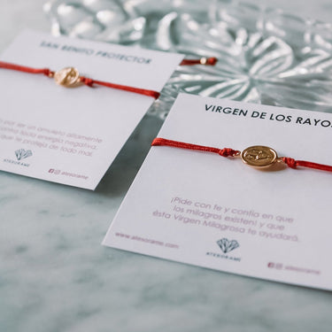 Pulsera Virgen de los Rayos Gold Roja - Atesorame