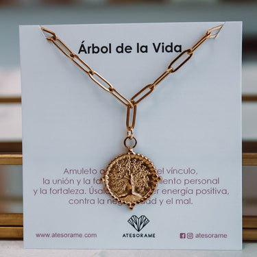 Collar Medalla Redonda Árbol de la Vida Gold - Atesorame