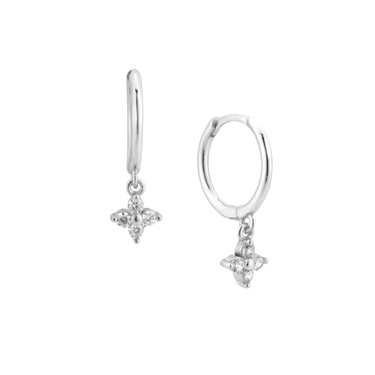 Argollas Flower Silver Cristal - Atesorame