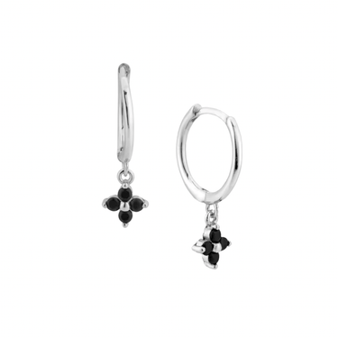 Argollas Flower Silver Black - Atesorame
