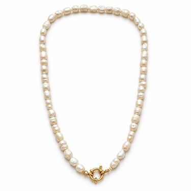 Collar Perlas Esencia de perlas de agua dulce naturales y cierre dorado
