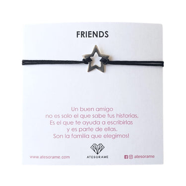 Pulsera Hilo Seda Super Star Negra - Atesorame