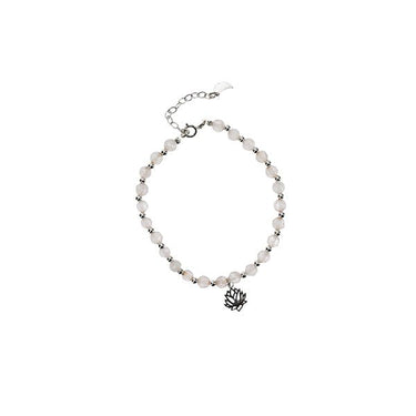 Pulsera piedras cuarzo rosa Lotus Flower - Atesorame