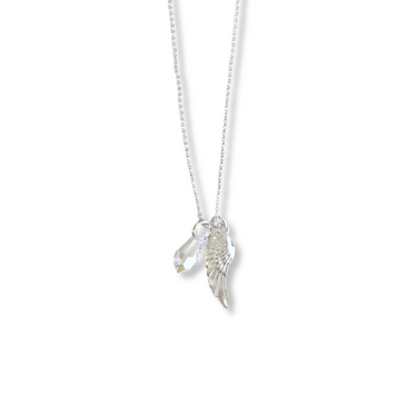 Guardian Angel Crystal Silver Necklace