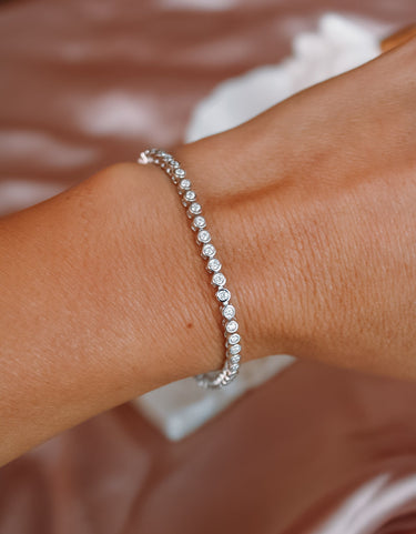Pulsera Moissanita Tennis Dots 16cm Silver - Atesorame