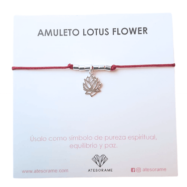 Pulsera Hilo Lotus Flower Burdeo - Atesorame
