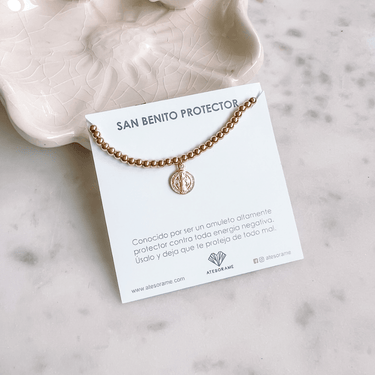 Pulsera Mostacilla Gold Ajustable San Benito - Atesorame