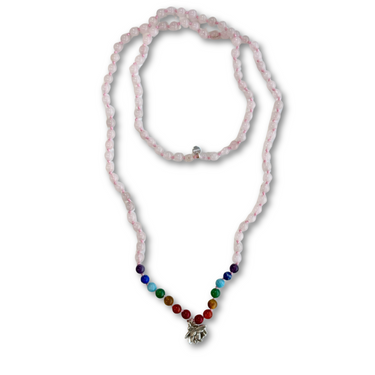 Collar Aura Japa Mala Cuarzo Rosa
