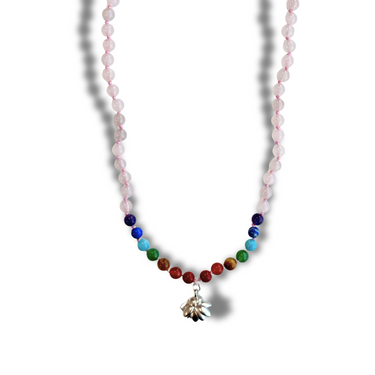 Collar Aura Japa Mala Cuarzo Rosa