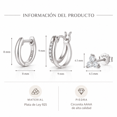 Set Aros Clara Silver - Atesorame