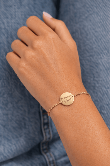 Pulsera Grabada Medalla 13mm Gold - Atesorame