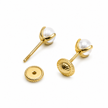 Abridores Tope Rosca Perla Cultivada Pistilo 4mm oro 18K