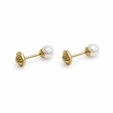 Abridores Tope Rosca Perla Cultivada 4mm Oro 18k