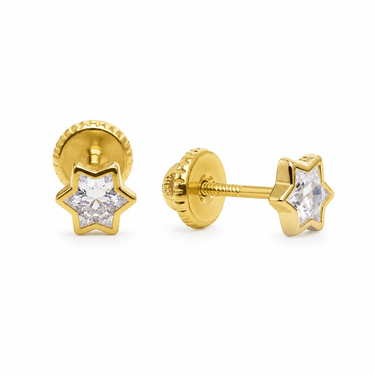 Abridores Tope Rosca Estrella Hexagonal Zafiro 4mm oro 18K