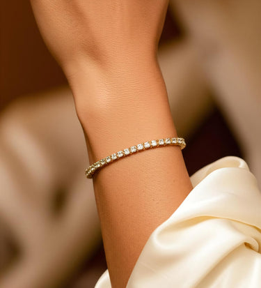 Pulsera Tennis elasticada 3mm Gold - Atesorame