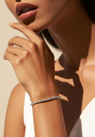 Pulsera Tennis elasticada 3mm Silver - Atesorame