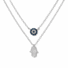 Collar doble hamsa Ojo Turco Silver - Atesorame