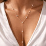 Collar Moissanita Elena Lariat Gold - Atesorame