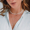 Collar Lariat Piedras Naturales Cuarzo Rosa Plata - Atesorame