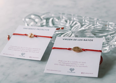 Pulsera Virgen de los Rayos Gold Roja - Atesorame