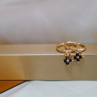 Argollas Flower Gold Black