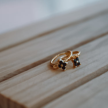 Argollas Flower Gold Black