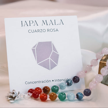 Collar Aura Japa Mala Cuarzo Rosa