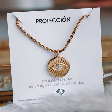 Collar Medalla Ojo Protector Gold