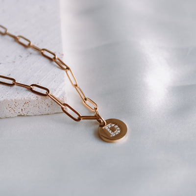 Collar Medalla Inicial Cadena Eslabones