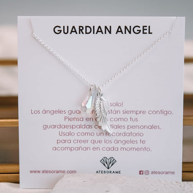 Collar Guardian Angel Cristal Plata - Atesorame
