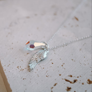 Collar Guardian Angel Cristal Plata - Atesorame