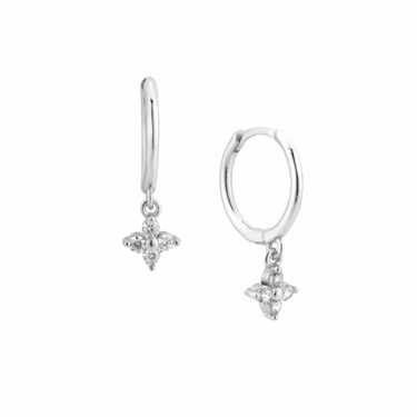 Argollas Flower Silver Cristal