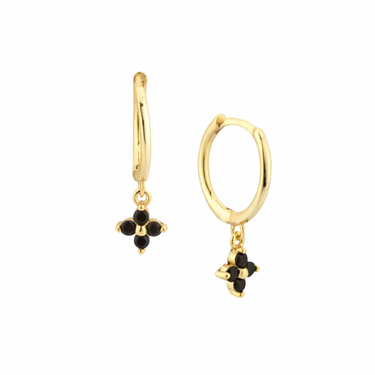 Argollas Flower Gold Black