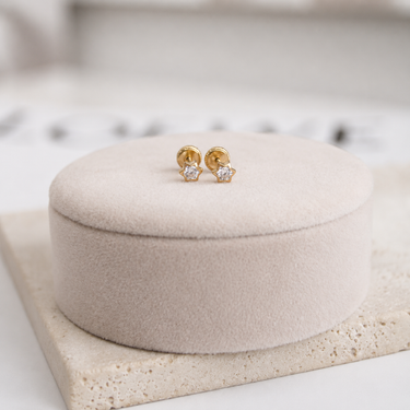 Abridores Tope Rosca Estrella Hexagonal Zafiro 4mm oro 18K