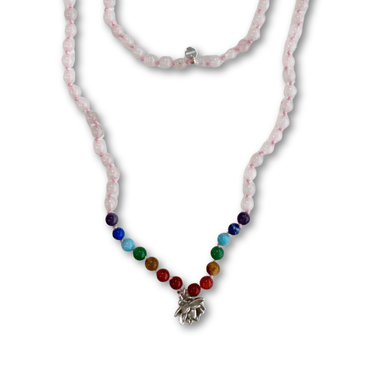 Collar Aura Japa Mala Cuarzo Rosa - Atesorame