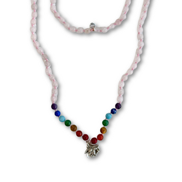 Collar Aura Japa Mala Cuarzo Rosa