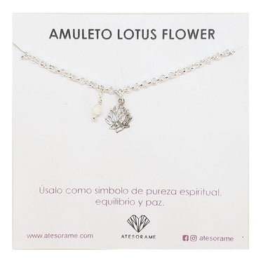 Pulsera plata flor de loto piedra cuarzo - Atesorame