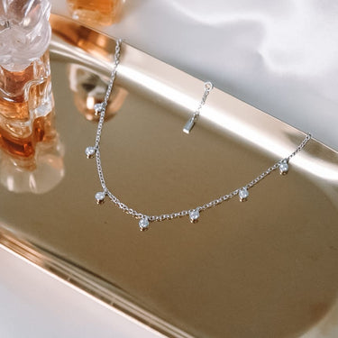 Dots Crystal Silver Anklet