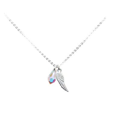 Guardian Angel Crystal Silver Necklace